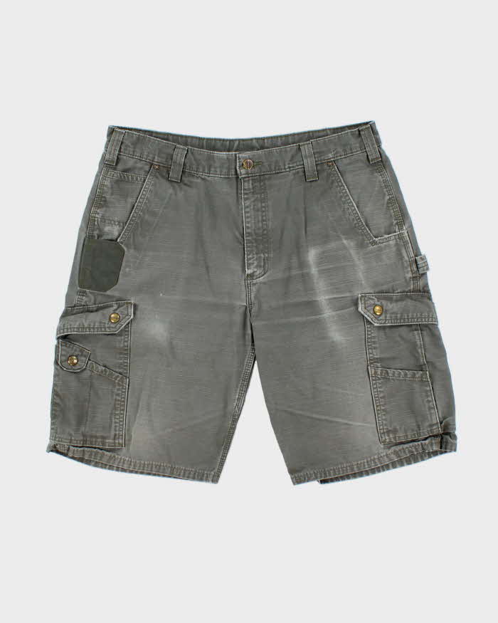 Vintage Carhartt B357 Moss Canvas Relaxed Fit Distressed Carpenter Shorts - W36