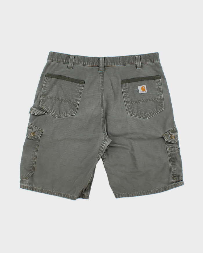 Vintage Carhartt B357 Moss Canvas Relaxed Fit Distressed Carpenter Shorts - W36