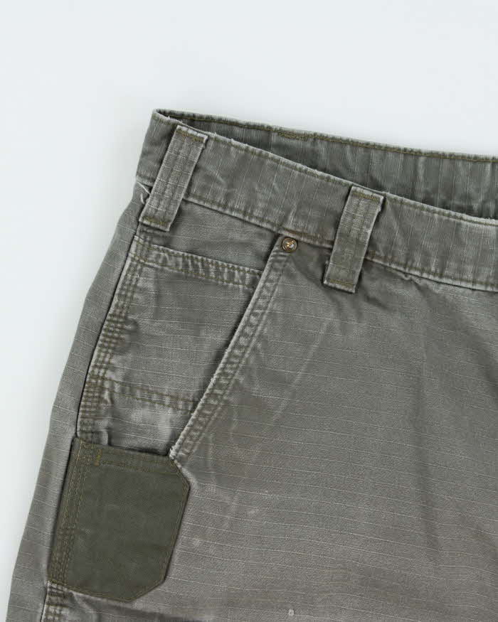 Vintage Carhartt B357 Moss Canvas Relaxed Fit Distressed Carpenter Shorts - W36