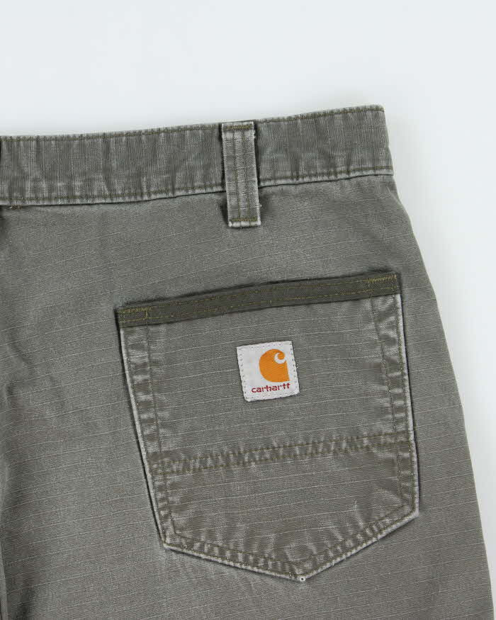 Vintage Carhartt B357 Moss Canvas Relaxed Fit Distressed Carpenter Shorts - W36