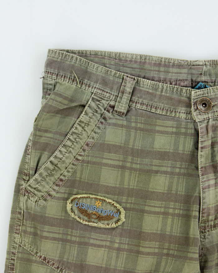 Vintage Y2K 00s SN.BW Khaki Plaid Canvas Cargo Shorts - W32