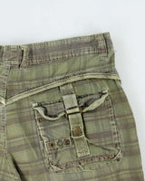 Vintage Y2K 00s SN.BW Khaki Plaid Canvas Cargo Shorts - W32