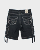 Vintage Y2K 00s Rock Revival Embroidered Contrast Stitch Cargo Shorts - W35