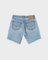 Vintage 1996 Levi's 501 Red Batwing Made In USA Light Wash Denim Shorts - W32