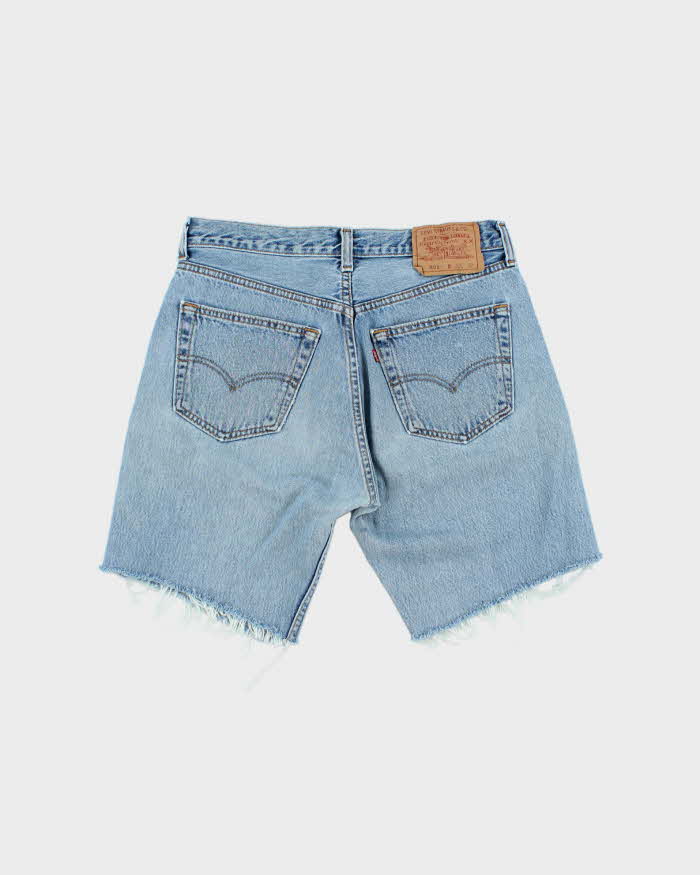 Vintage 1996 Levi's 501 Red Batwing Made In USA Light Wash Denim Shorts - W32