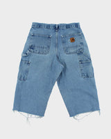 Vintage Carhartt B13 Dungaree Fit Distressed Denim Carpenter Jorts - W30