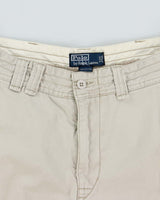 Vintage Y2K 00s Polo Ralph Lauren Heavyweight Canvas Baggy Fit Cargo Shorts - W34