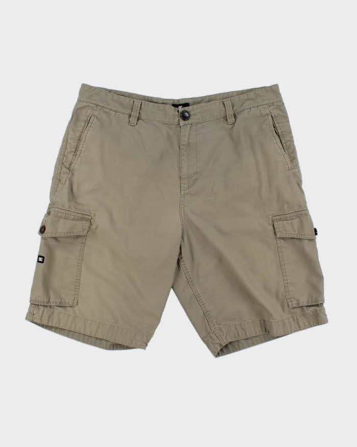 Vintage Y2K 00s DC Shoe Co. Khaki Canvas Baggy Fit Cargo Skater Shorts - W38