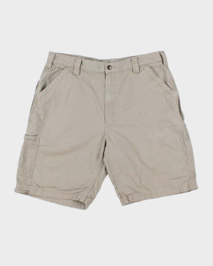 Vintage Carhartt B147 Tan Canvas Original Fit Cargo Carpenter Shorts - W36