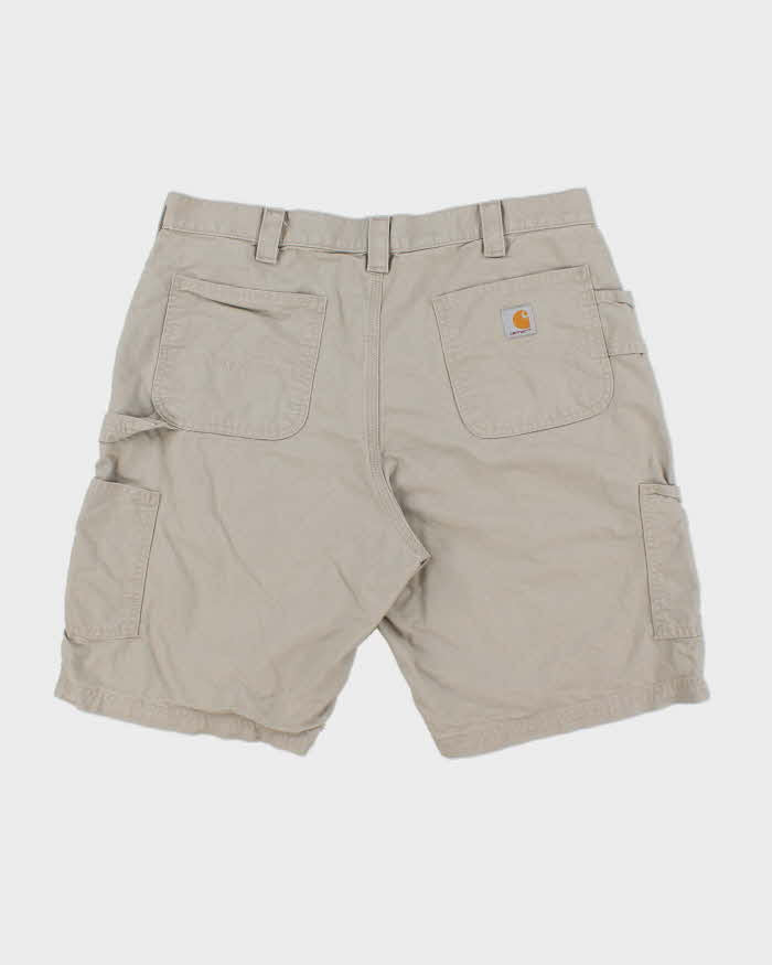 Vintage Carhartt B147 Tan Canvas Original Fit Cargo Carpenter Shorts - W36