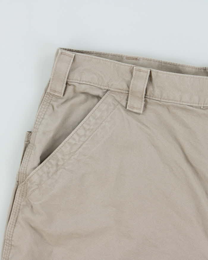 Vintage Carhartt B147 Tan Canvas Original Fit Cargo Carpenter Shorts - W36