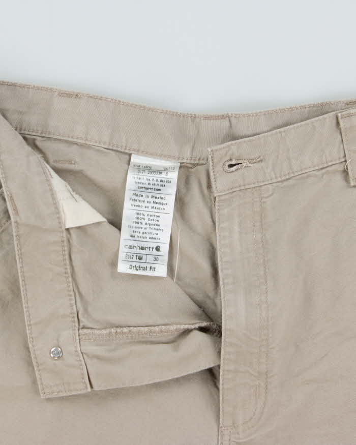 Vintage Carhartt B147 Tan Canvas Original Fit Cargo Carpenter Shorts - W36