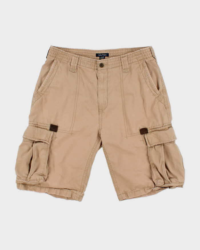 Vintage Y2K 00s Nautica Desert Khaki Canvas Baggy Fit Cargo Shorts - W34