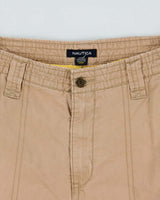 Vintage Y2K 00s Nautica Desert Khaki Canvas Baggy Fit Cargo Shorts - W34
