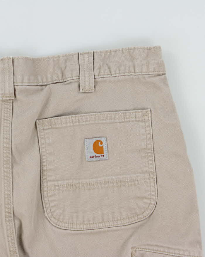 Vintage Carhartt Desert Khaki Canvas Relaxed Fit Workwear Shorts - W36