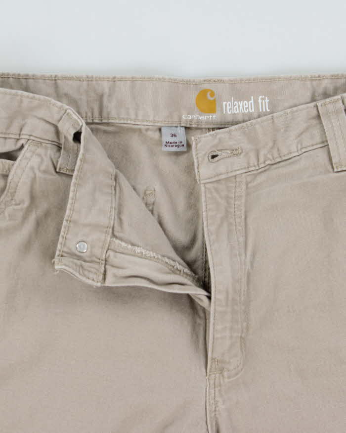 Vintage Carhartt Desert Khaki Canvas Relaxed Fit Workwear Shorts - W36