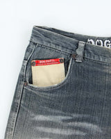 Vintage Y2K 00s Dog Town Black Dragon Japan Embroidered Baggy Fit Distressed Denim Shorts - W36