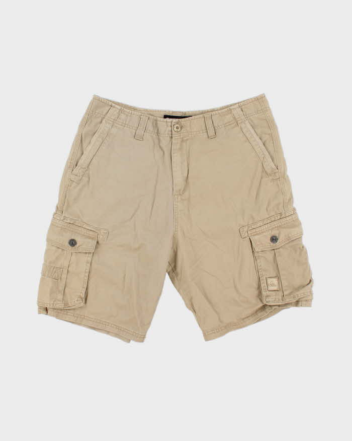 Vintage Quiksilver Khaki Canvas Loose Fit Cargo Shorts - W34
