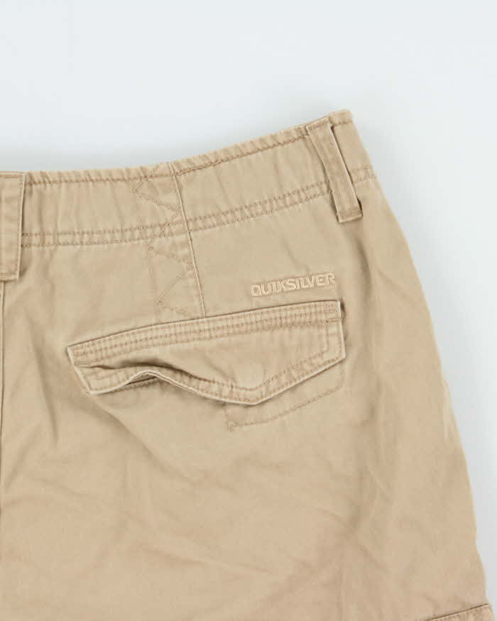 Vintage Quiksilver Khaki Canvas Loose Fit Cargo Shorts - W34
