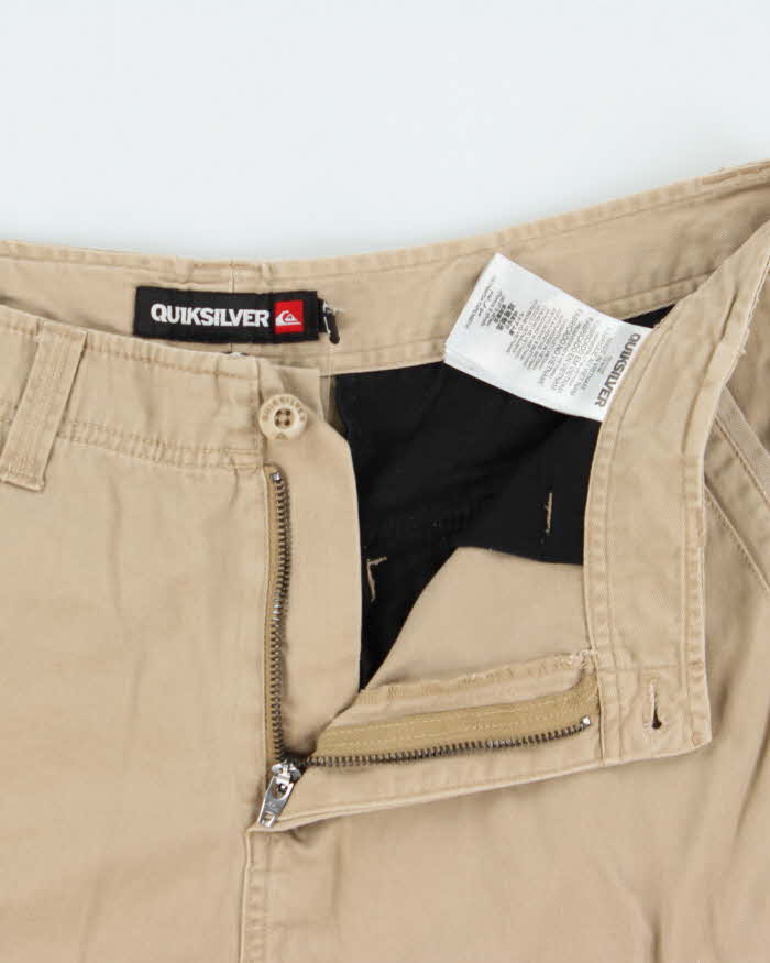 Vintage Quiksilver Khaki Canvas Loose Fit Cargo Shorts - W34