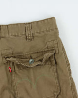Vintage Y2K 00s Levi's Khaki Loose Fit Canvas 'Squad' Cargo Shorts - W32