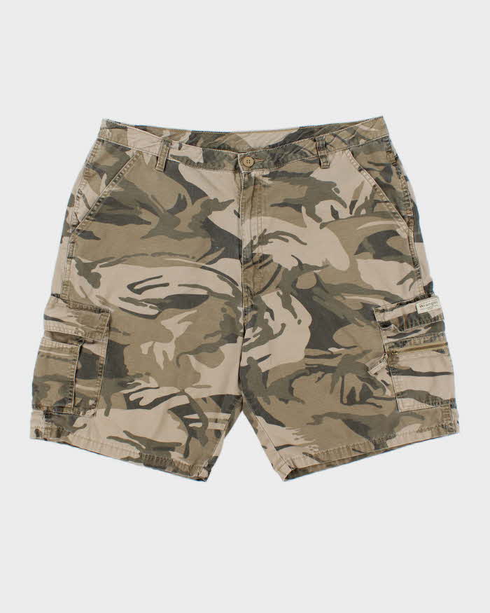 Vintage Y2K 00s Wrangler Woodland Camo Loose Fit Canvas Cargo Shorts - W38