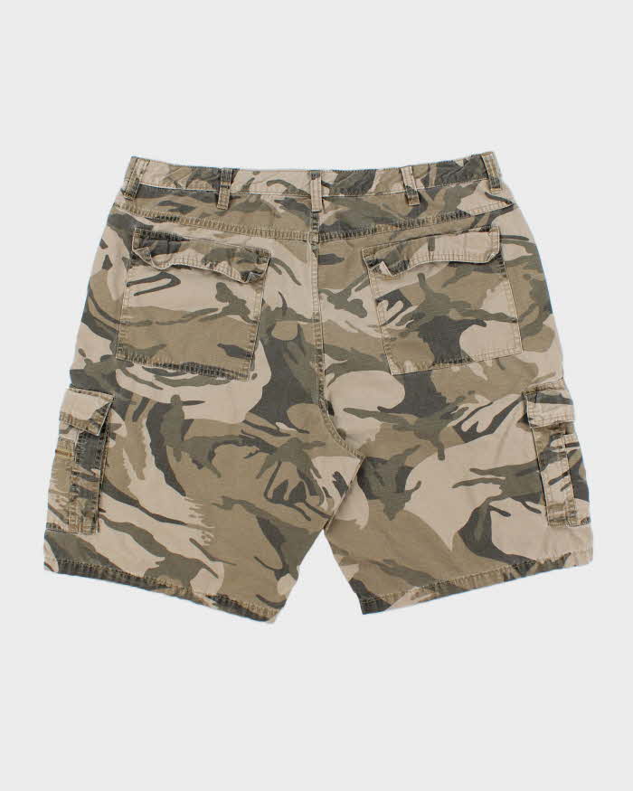 Vintage Y2K 00s Wrangler Woodland Camo Loose Fit Canvas Cargo Shorts - W38