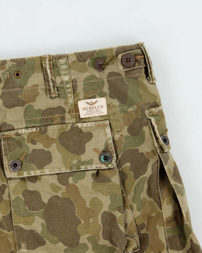 Vintage Polo Ralph Lauren Surplus Duck Camo Loose Fit Field Canvas Cargo Shorts - W36