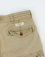 Vintage Polo Ralph Lauren Khaki Distressed Loose Fit Classic Canvas Chino Cargo Shorts - W34