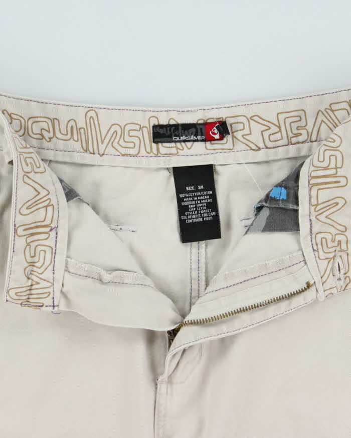 Vintage Y2K 00s Quiksilver Baggy Fit Canvas Cargo Shorts - W34