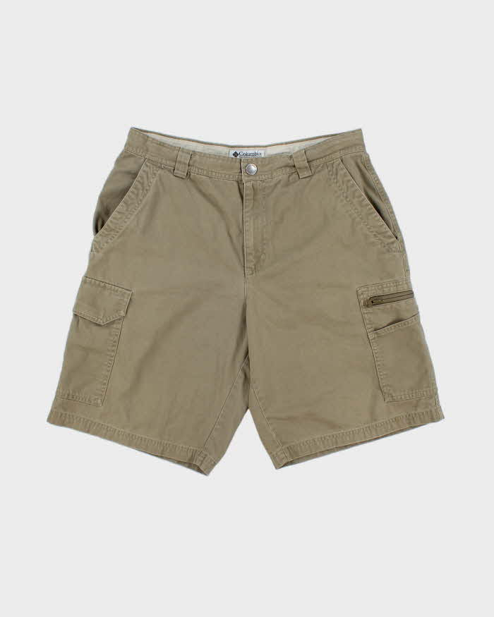 Vintage Y2K 00s Columbia Loose Fit Khaki Canvas Technical Cargo Shorts - W32