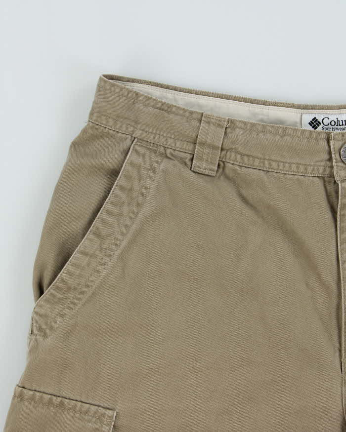 Vintage Y2K 00s Columbia Loose Fit Khaki Canvas Technical Cargo Shorts - W32