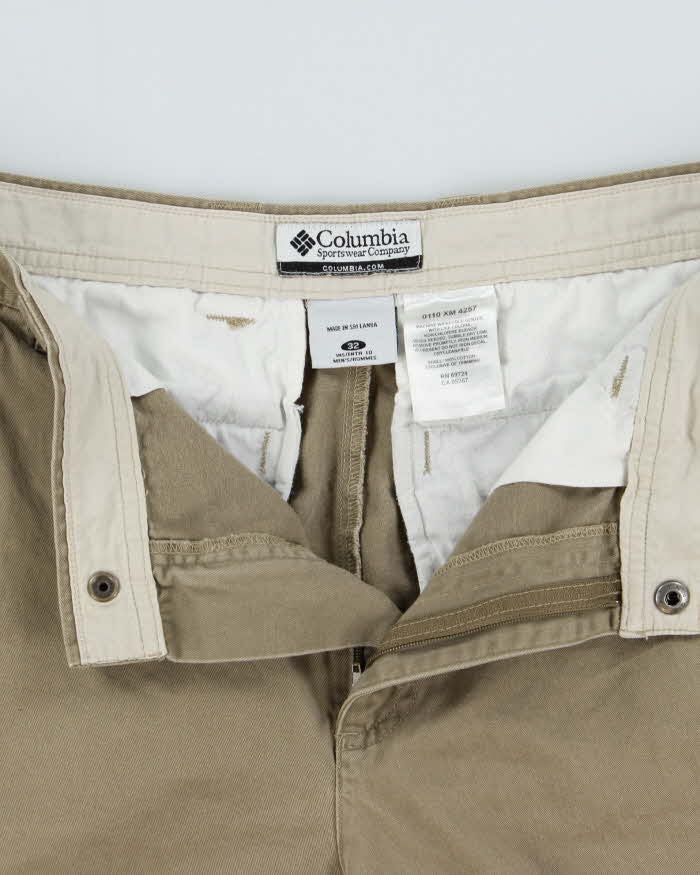 Vintage Y2K 00s Columbia Loose Fit Khaki Canvas Technical Cargo Shorts - W32