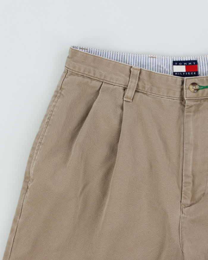 Vintage Y2K 00s Tommy Hilfiger Double Pleated Khaki Chino Bermuda Shorts - W30