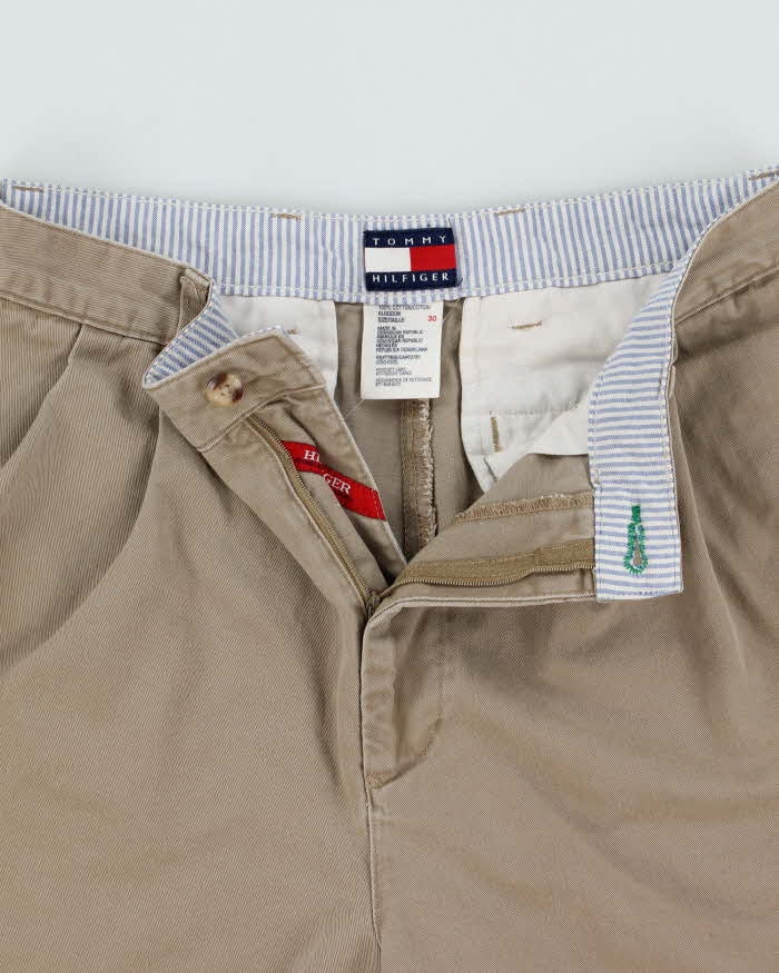 Vintage Y2K 00s Tommy Hilfiger Double Pleated Khaki Chino Bermuda Shorts - W30