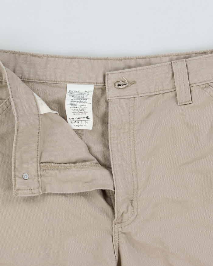 Vintage Carhartt B144 Tan Original Loose Fit Canvas Carpenter Shorts - W32