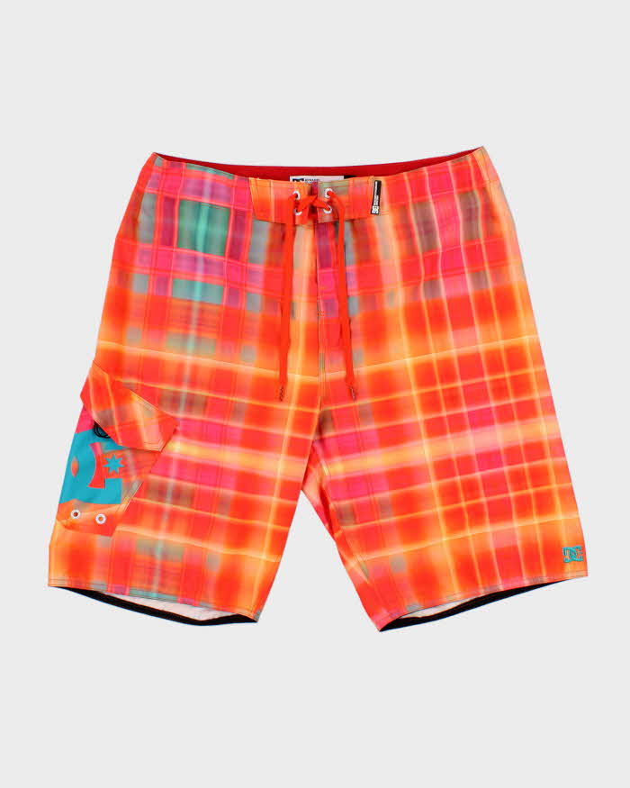 Vintage DC Shoe Co. Neon Check Relaxed Fit Board Shorts - W36