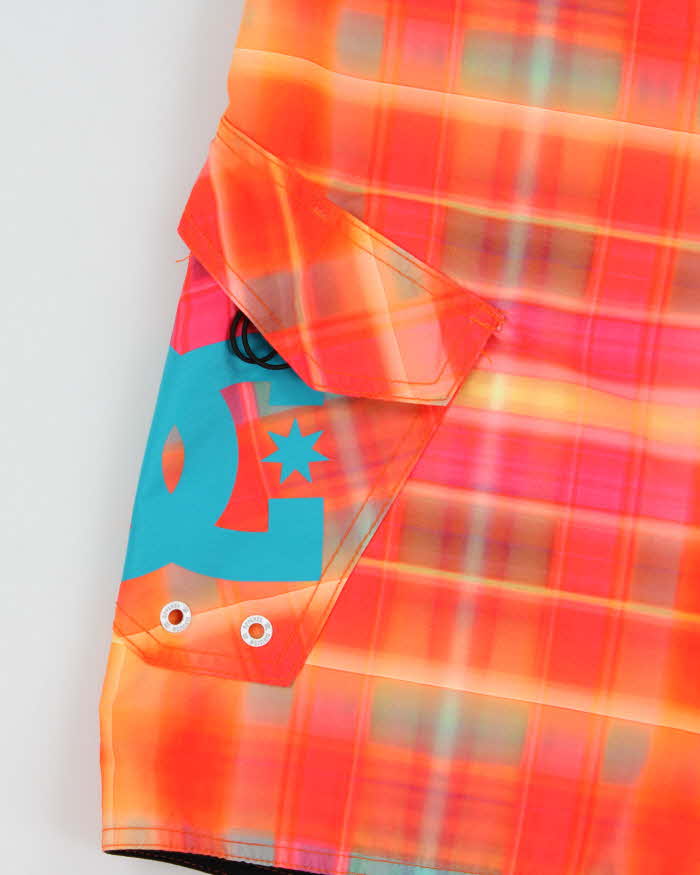 Vintage DC Shoe Co. Neon Check Relaxed Fit Board Shorts - W36