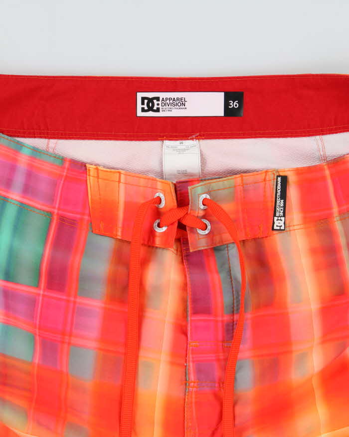 Vintage DC Shoe Co. Neon Check Relaxed Fit Board Shorts - W36