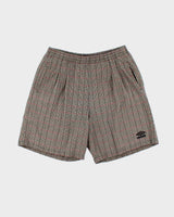 Vintage 1990s Umbro Woven Check Seersucker Pleated Wide Leg Casual Shorts - L