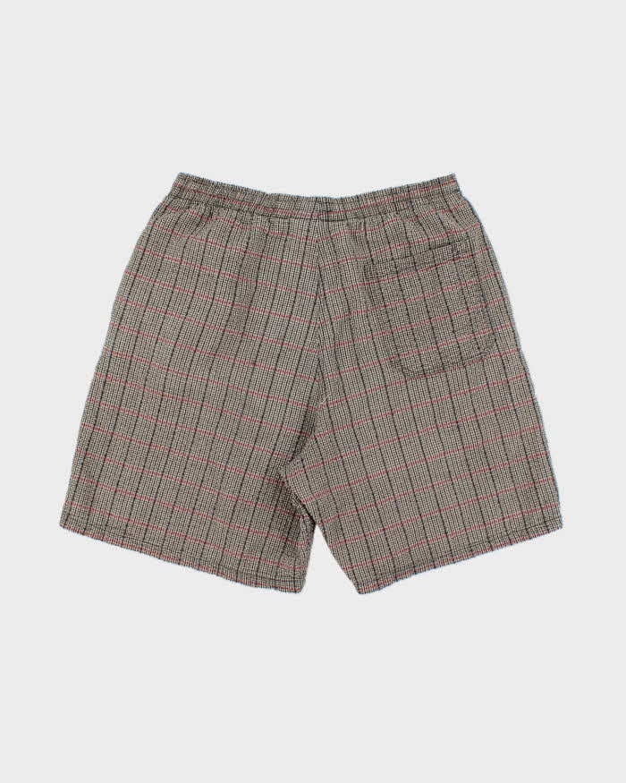 Vintage 1990s Umbro Woven Check Seersucker Pleated Wide Leg Casual Shorts - L