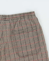 Vintage 1990s Umbro Woven Check Seersucker Pleated Wide Leg Casual Shorts - L