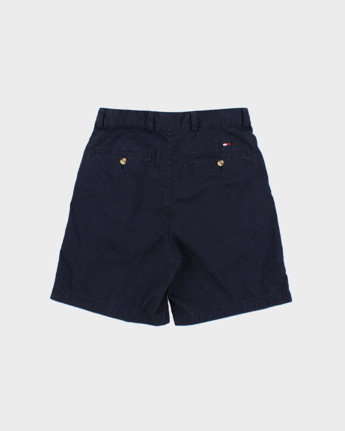 Vintage Y2K 00s Tommy Hilfiger Navy 8" Double Pleated Chino Bermuda Shorts - W29