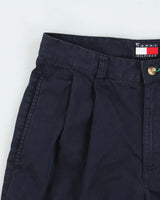 Vintage Y2K 00s Tommy Hilfiger Navy 8" Double Pleated Chino Bermuda Shorts - W29