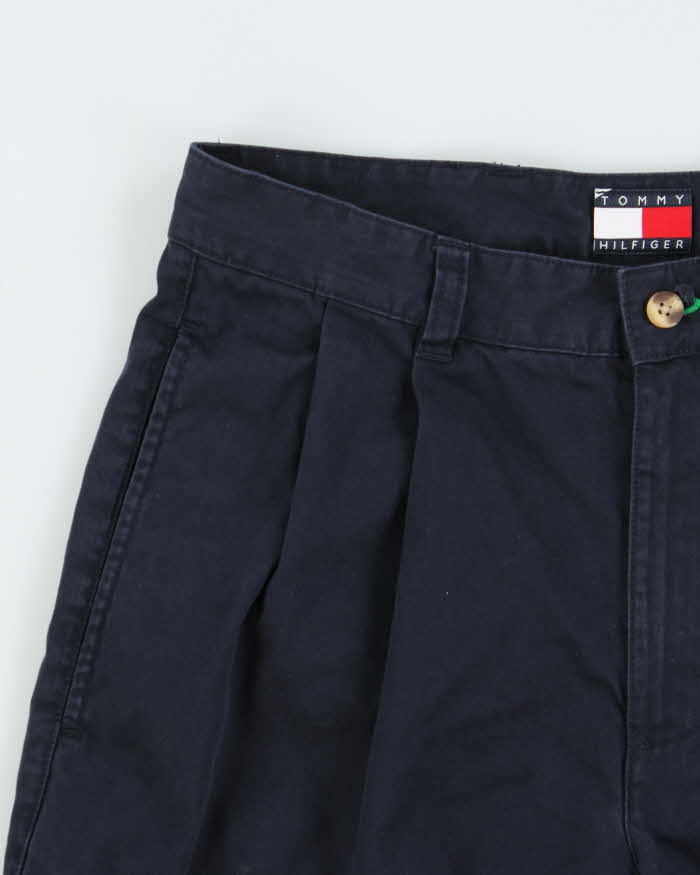 Vintage Y2K 00s Tommy Hilfiger Navy 8" Double Pleated Chino Bermuda Shorts - W29