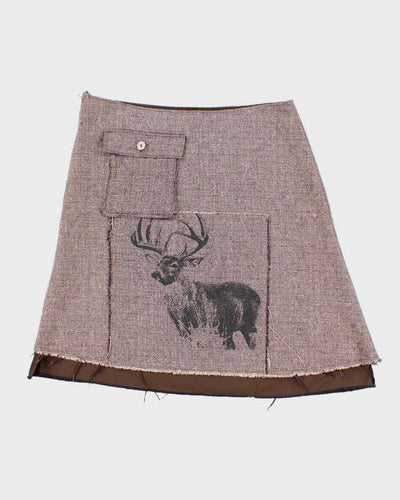 Vintage Woman's Tweed Stag Print Skirt - W36