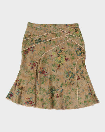 Vintage Woman's Green Floral Tapestry Skirt - W32