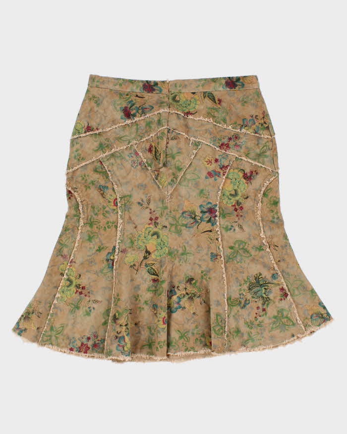 Vintage Woman's Green Floral Tapestry Skirt - W32