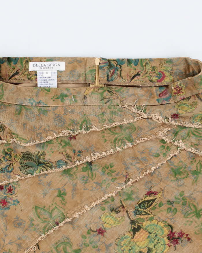 Vintage Woman's Green Floral Tapestry Skirt - W32