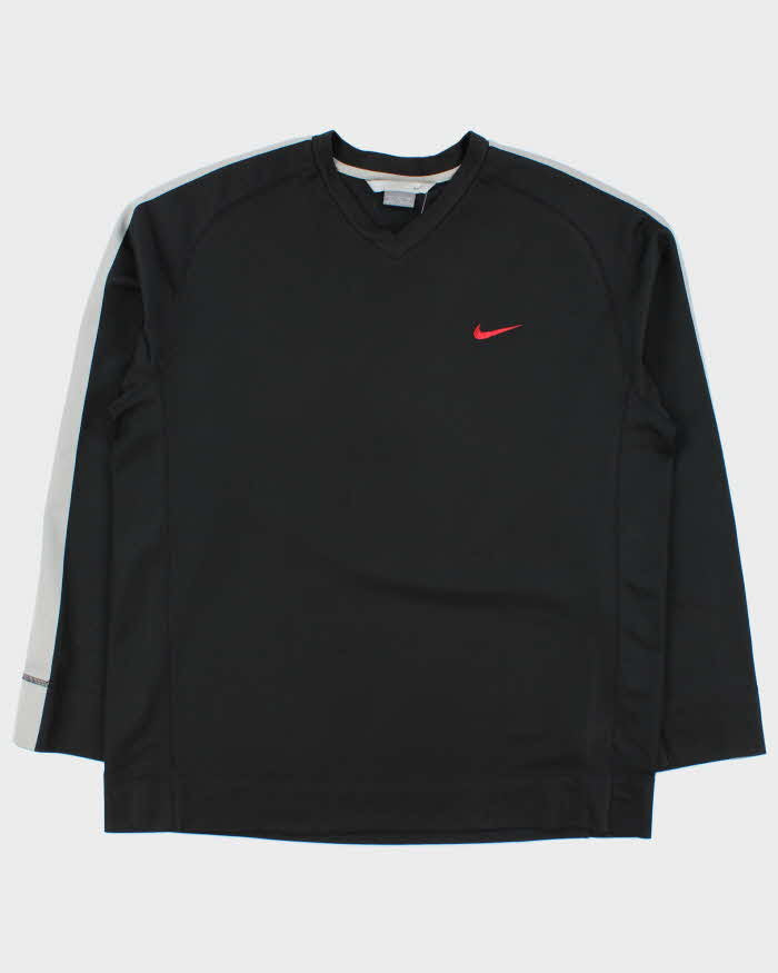 Vintage Y2K 00s Nike Embroidered V-Neck Long Sleeve Active T-Shirt - XL